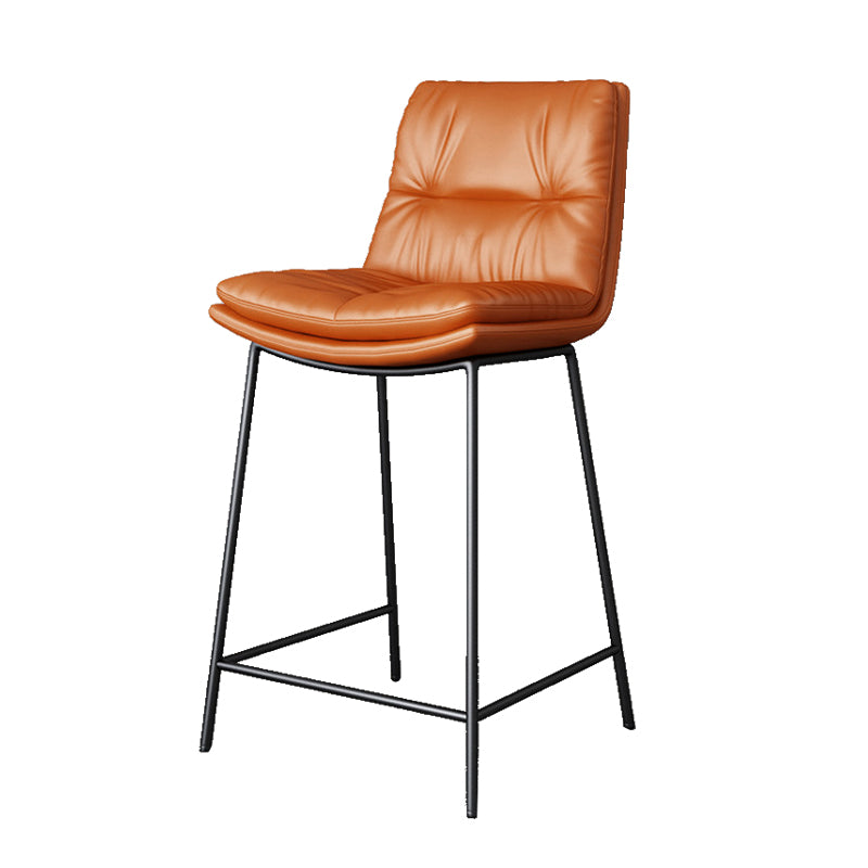 Scandinavian Metal Barstool Faux Leather Counter Stool With Iron 4 Legs