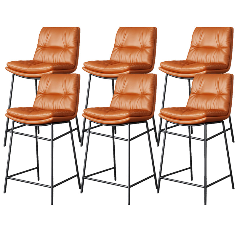 Scandinavian Metal Barstool Faux Leather Counter Stool With Iron 4 Legs