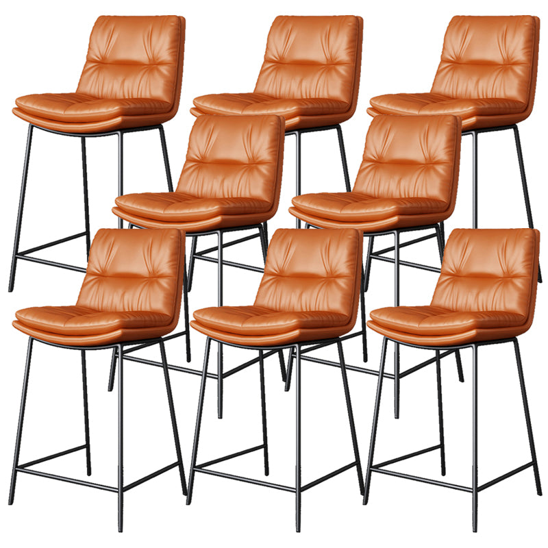 Scandinavian Metal Barstool Faux Leather Counter Stool With Iron 4 Legs
