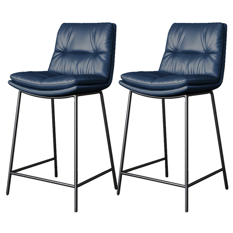 Scandinavian Metal Barstool Faux Leather Counter Stool With Iron 4 Legs