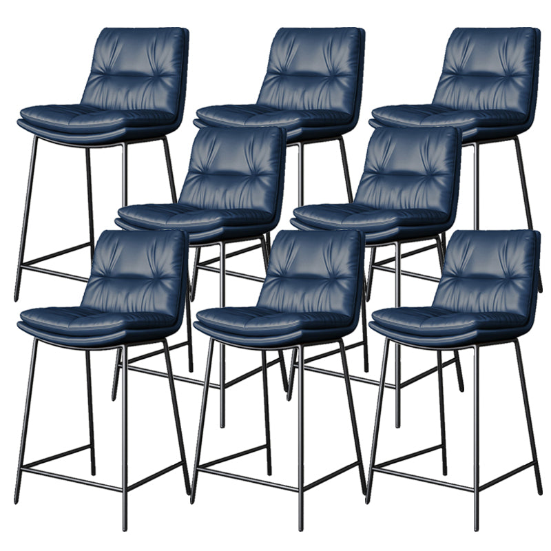 Scandinavian Metal Barstool Faux Leather Counter Stool With Iron 4 Legs