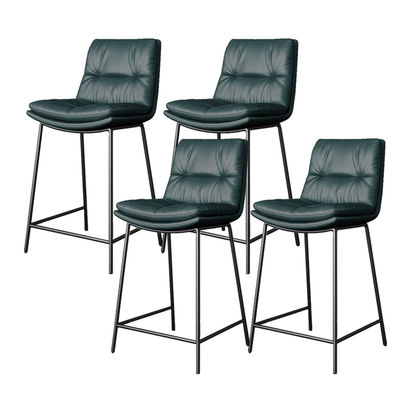 Scandinavian Metal Barstool Faux Leather Counter Stool With Iron 4 Legs