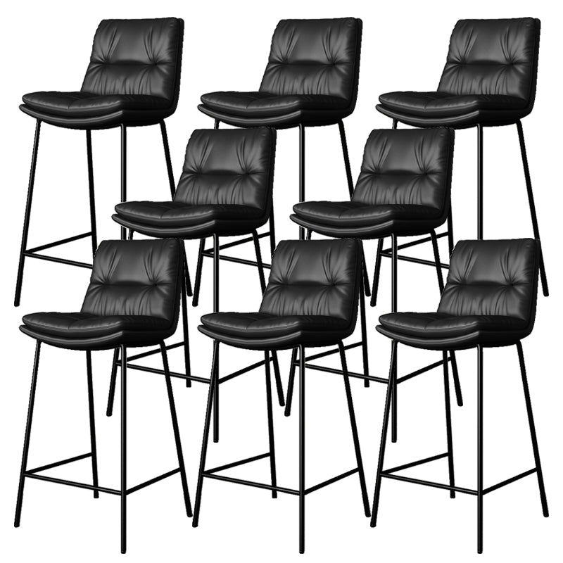 Scandinavian Metal Barstool Faux Leather Counter Stool With Iron 4 Legs