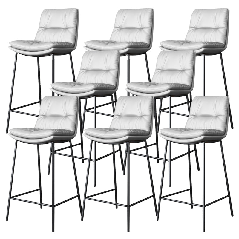 Scandinavian Metal Barstool Faux Leather Counter Stool With Iron 4 Legs