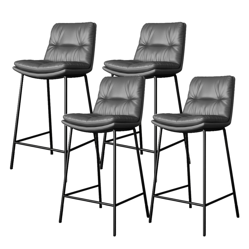 Scandinavian Metal Barstool Faux Leather Counter Stool With Iron 4 Legs