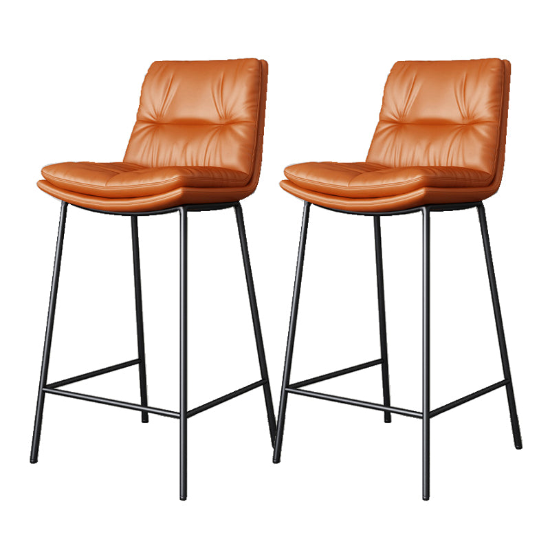 Scandinavian Metal Barstool Faux Leather Counter Stool With Iron 4 Legs