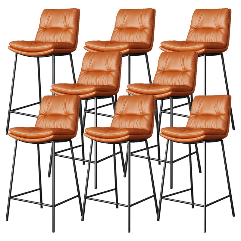 Scandinavian Metal Barstool Faux Leather Counter Stool With Iron 4 Legs