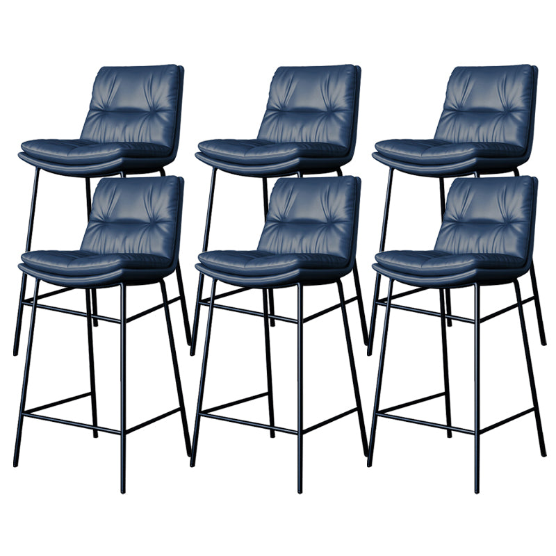Scandinavian Metal Barstool Faux Leather Counter Stool With Iron 4 Legs