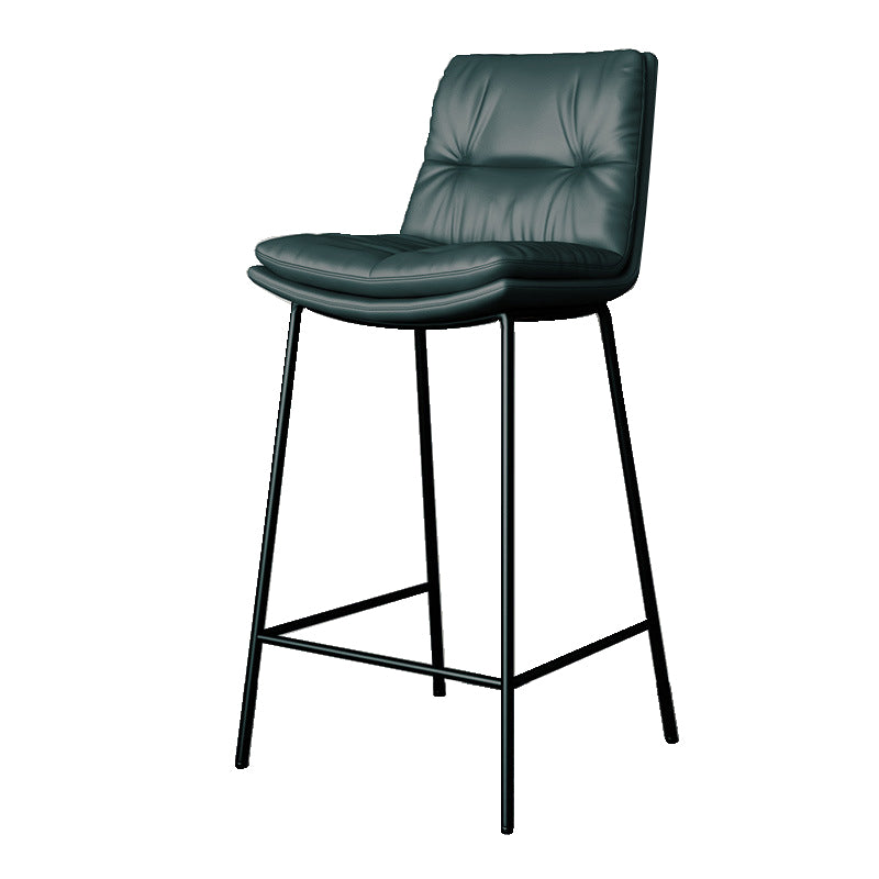 Scandinavian Metal Barstool Faux Leather Counter Stool With Iron 4 Legs
