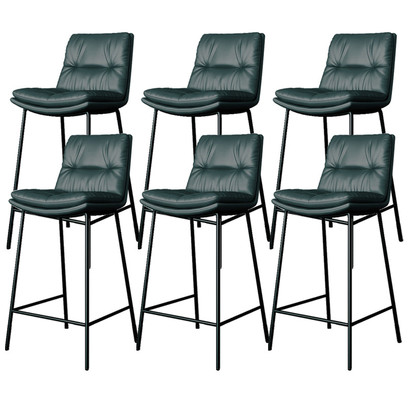 Scandinavian Metal Barstool Faux Leather Counter Stool With Iron 4 Legs