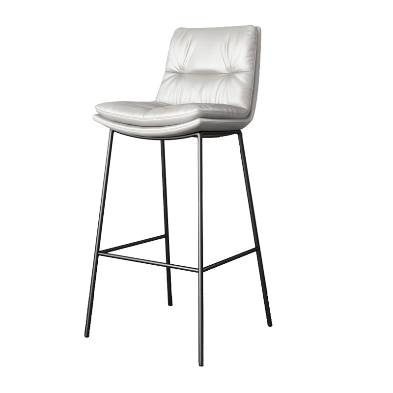 Scandinavian Metal Barstool Faux Leather Counter Stool With Iron 4 Legs