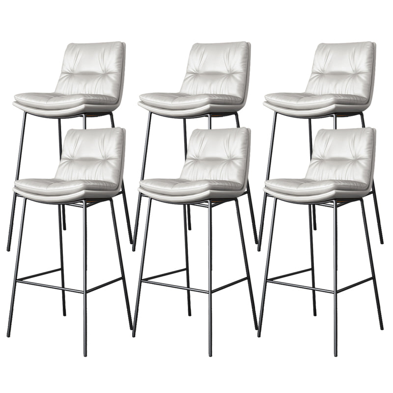 Scandinavian Metal Barstool Faux Leather Counter Stool With Iron 4 Legs