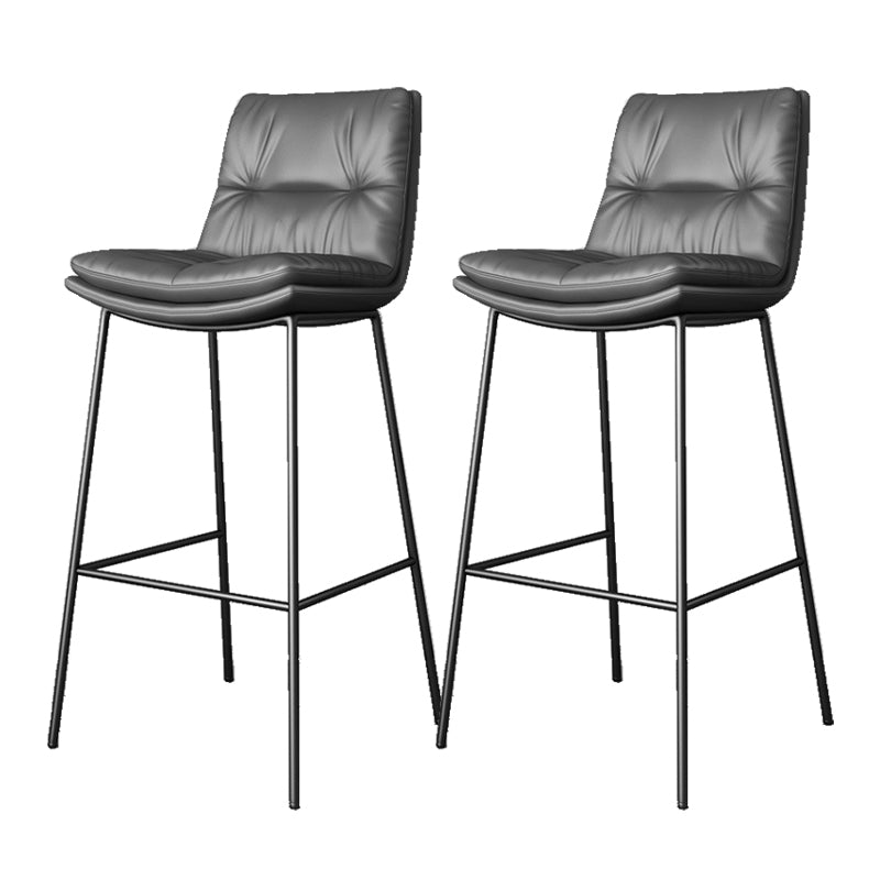 Scandinavian Metal Barstool Faux Leather Counter Stool With Iron 4 Legs