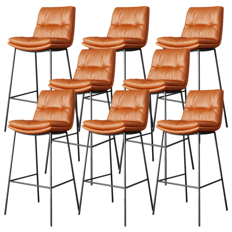 Scandinavian Metal Barstool Faux Leather Counter Stool With Iron 4 Legs