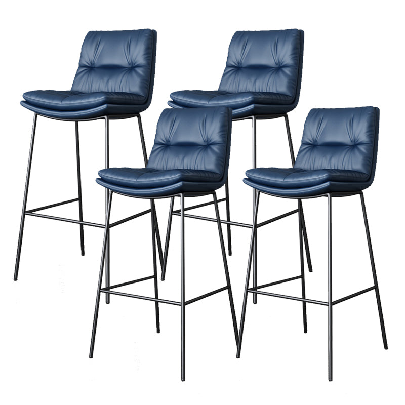 Scandinavian Metal Barstool Faux Leather Counter Stool With Iron 4 Legs