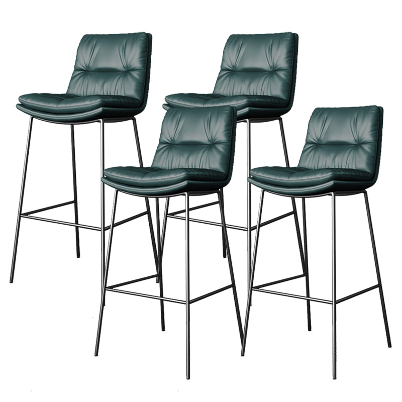 Scandinavian Metal Barstool Faux Leather Counter Stool With Iron 4 Legs