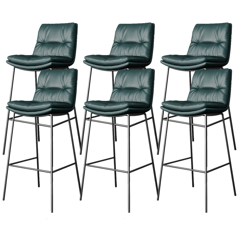 Scandinavian Metal Barstool Faux Leather Counter Stool With Iron 4 Legs