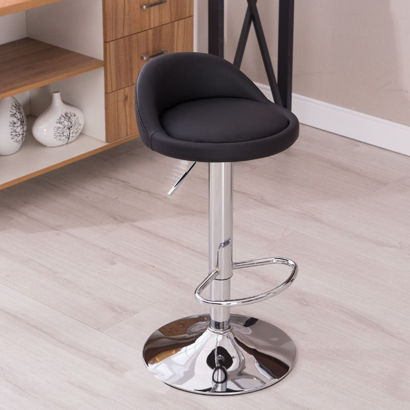 Modern Metal Barstool Faux Leather Upholstered Counter Stool in Matte Finish for Indoor