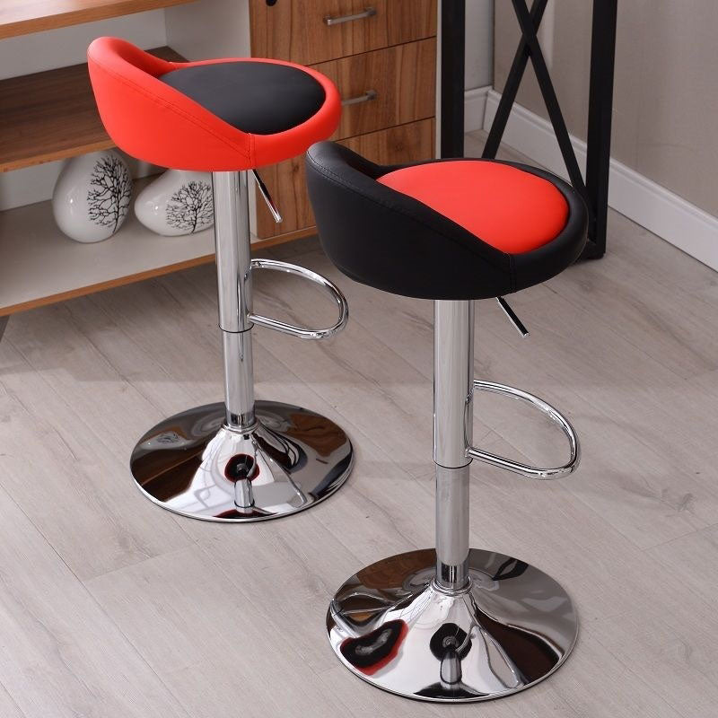 Modern Metal Barstool Faux Leather Upholstered Counter Stool in Matte Finish for Indoor