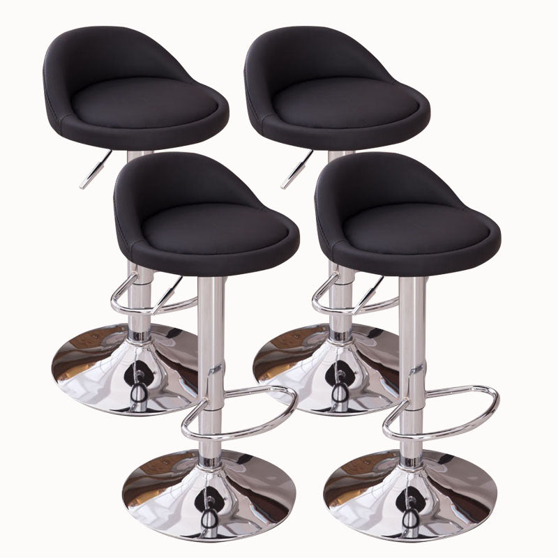Modern Metal Barstool Faux Leather Upholstered Counter Stool in Matte Finish for Indoor