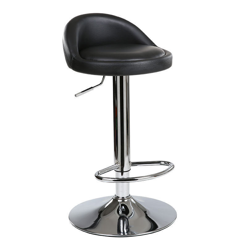 Modern Metal Barstool Faux Leather Upholstered Counter Stool in Matte Finish for Indoor