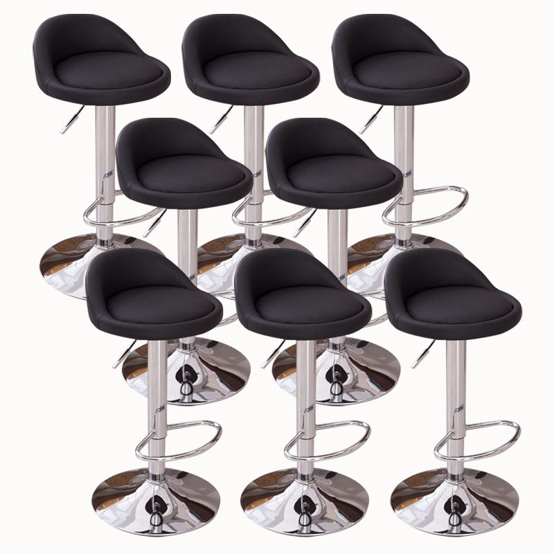 Modern Metal Barstool Faux Leather Upholstered Counter Stool in Matte Finish for Indoor