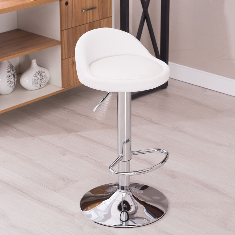 Modern Metal Barstool Faux Leather Upholstered Counter Stool in Matte Finish for Indoor