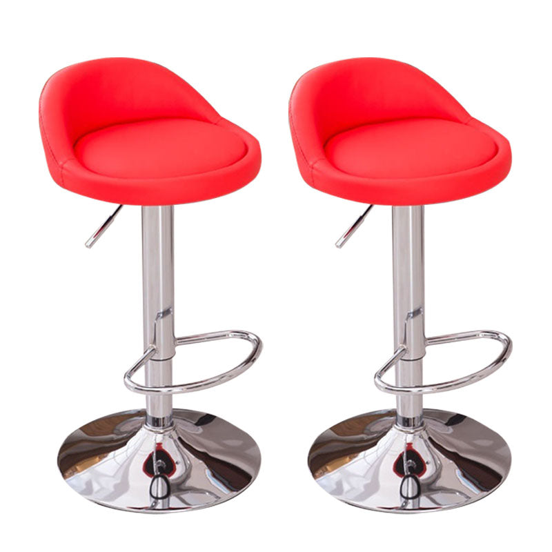 Modern Metal Barstool Faux Leather Upholstered Counter Stool in Matte Finish for Indoor