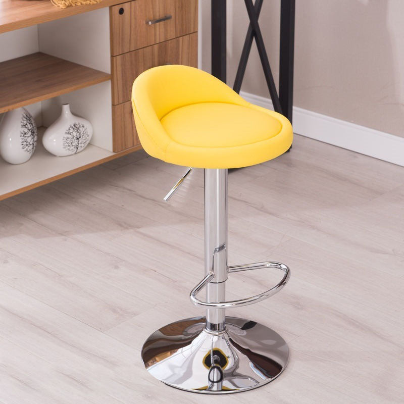 Modern Metal Barstool Faux Leather Upholstered Counter Stool in Matte Finish for Indoor