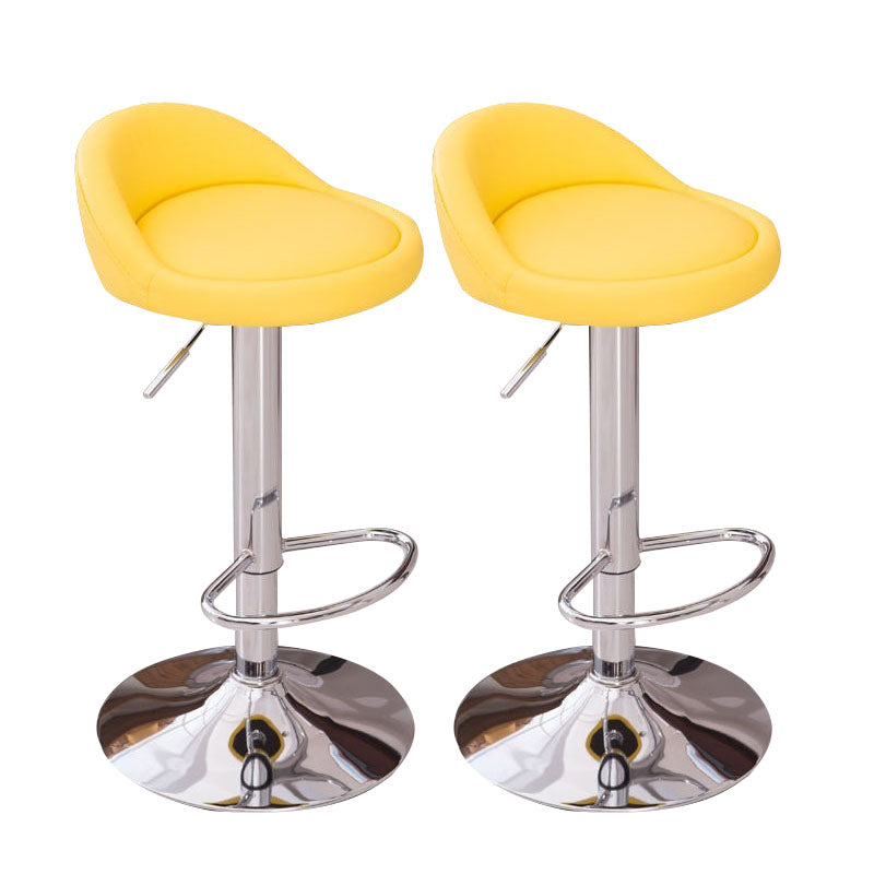 Modern Metal Barstool Faux Leather Upholstered Counter Stool in Matte Finish for Indoor