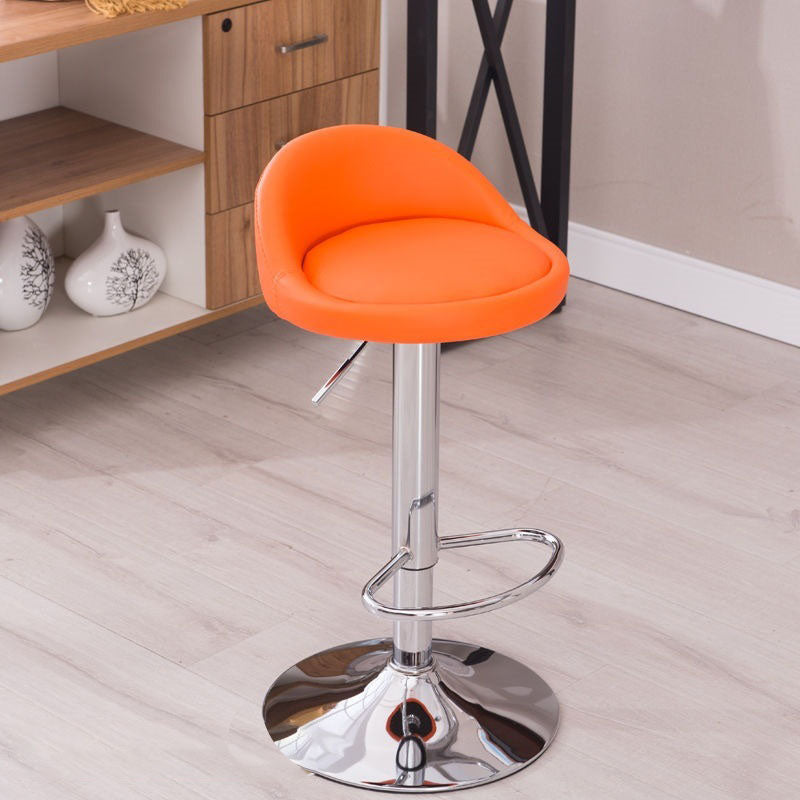 Modern Metal Barstool Faux Leather Upholstered Counter Stool in Matte Finish for Indoor