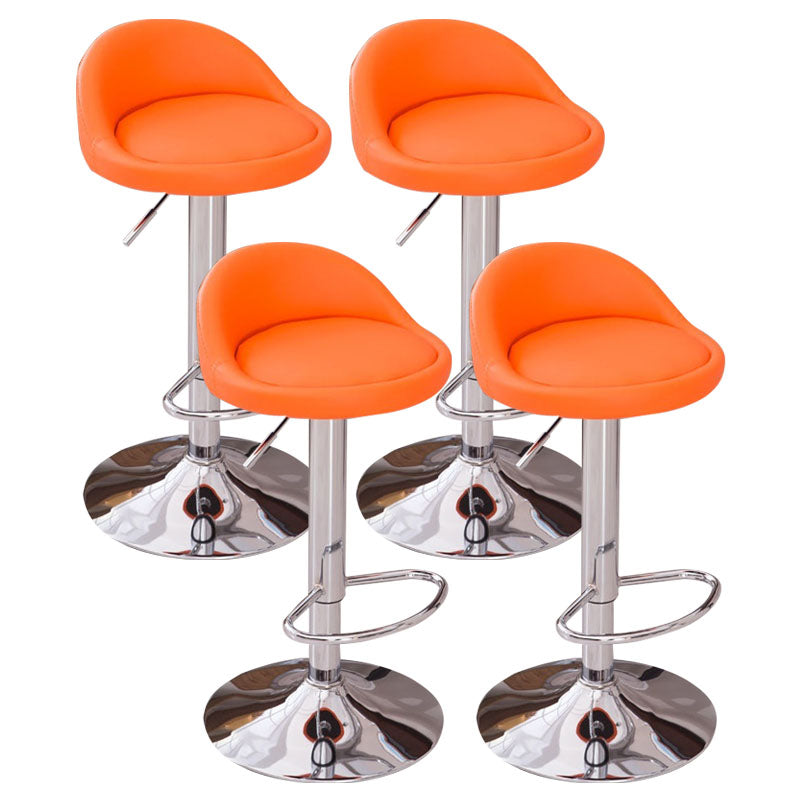 Modern Metal Barstool Faux Leather Upholstered Counter Stool in Matte Finish for Indoor