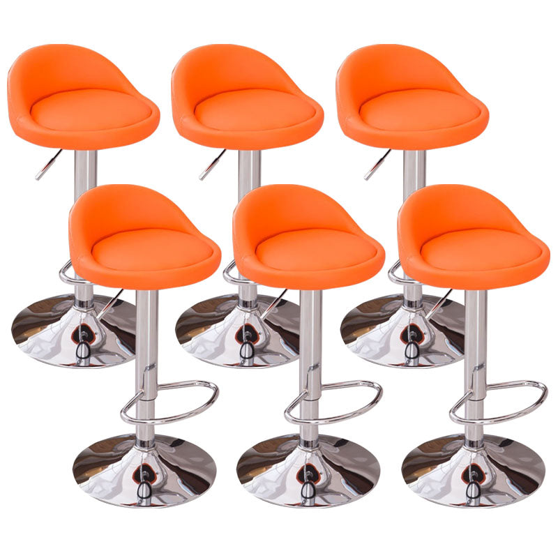 Modern Metal Barstool Faux Leather Upholstered Counter Stool in Matte Finish for Indoor