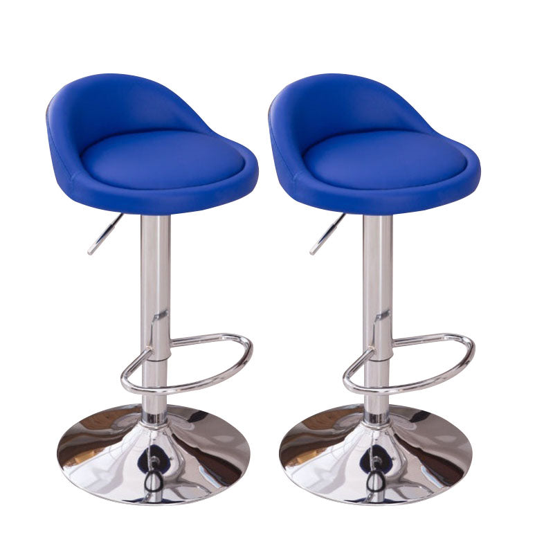 Modern Metal Barstool Faux Leather Upholstered Counter Stool in Matte Finish for Indoor