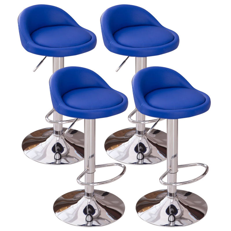 Modern Metal Barstool Faux Leather Upholstered Counter Stool in Matte Finish for Indoor