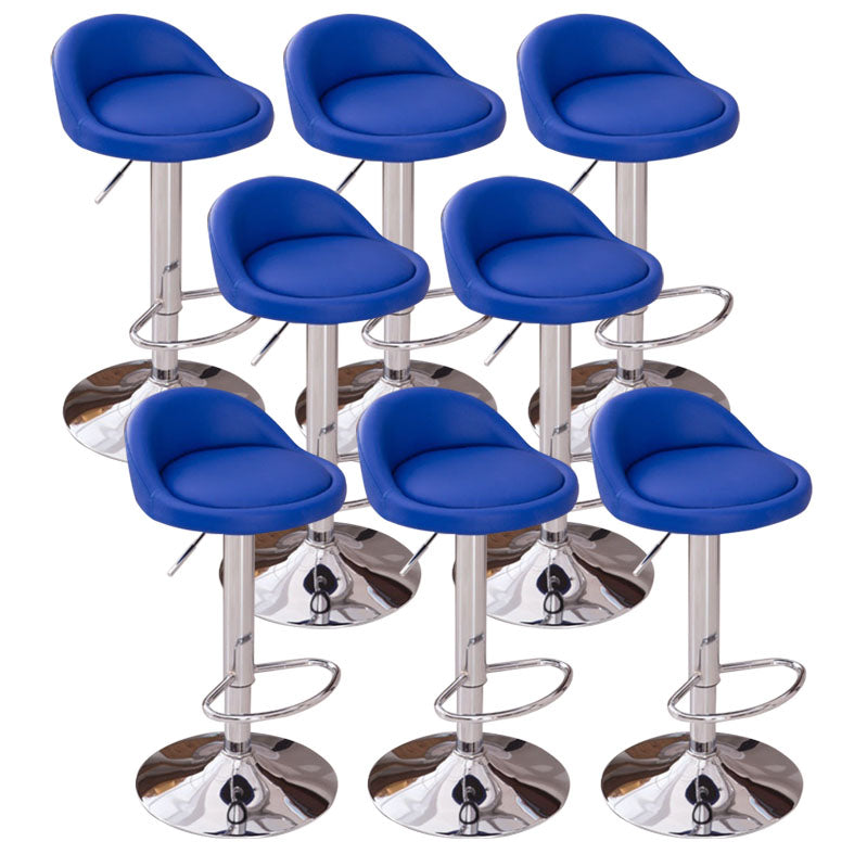 Modern Metal Barstool Faux Leather Upholstered Counter Stool in Matte Finish for Indoor