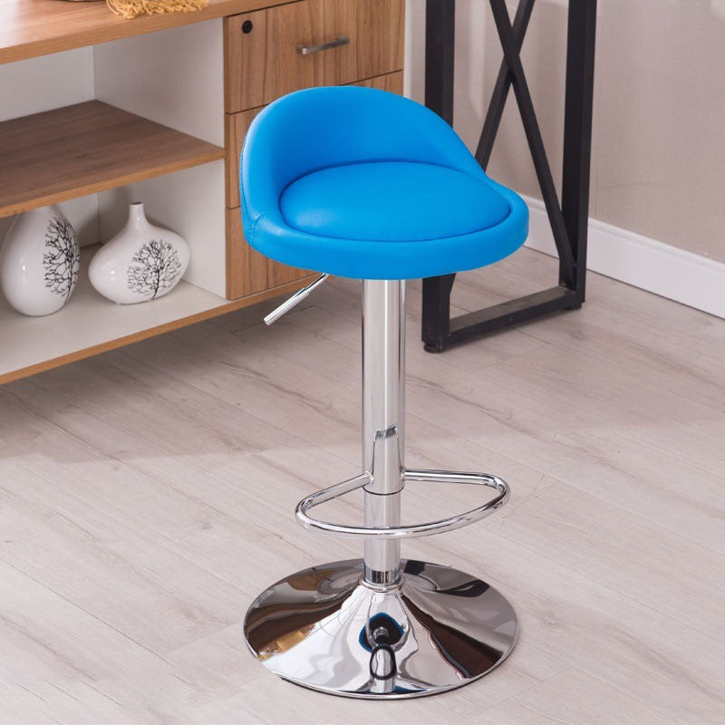 Modern Metal Barstool Faux Leather Upholstered Counter Stool in Matte Finish for Indoor