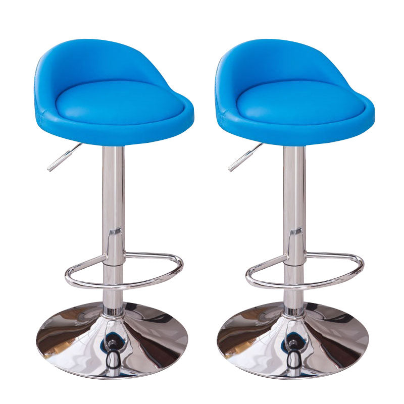 Modern Metal Barstool Faux Leather Upholstered Counter Stool in Matte Finish for Indoor