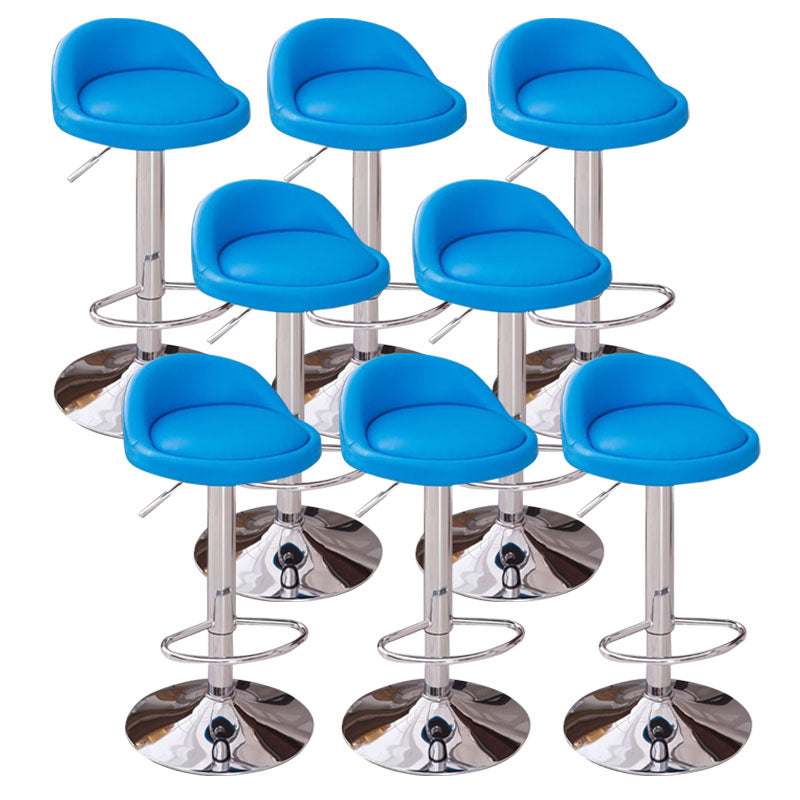 Modern Metal Barstool Faux Leather Upholstered Counter Stool in Matte Finish for Indoor