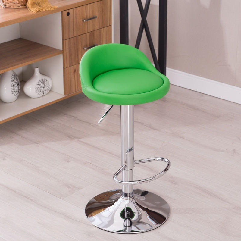 Modern Metal Barstool Faux Leather Upholstered Counter Stool in Matte Finish for Indoor