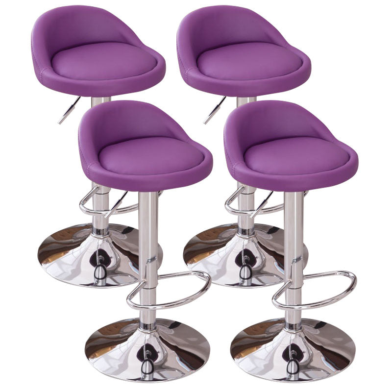 Modern Metal Barstool Faux Leather Upholstered Counter Stool in Matte Finish for Indoor