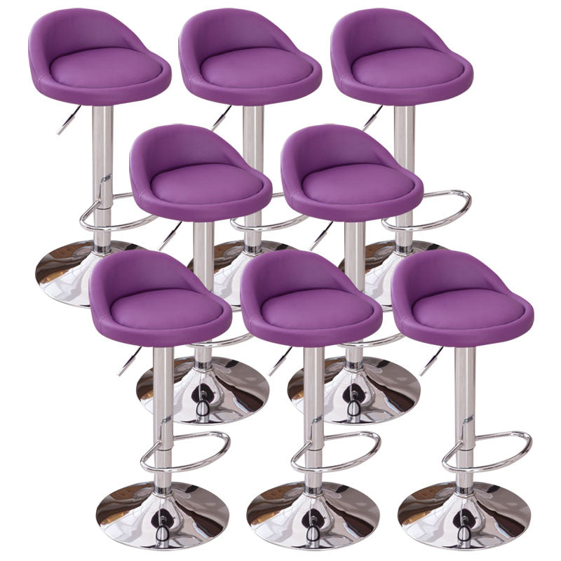 Modern Metal Barstool Faux Leather Upholstered Counter Stool in Matte Finish for Indoor