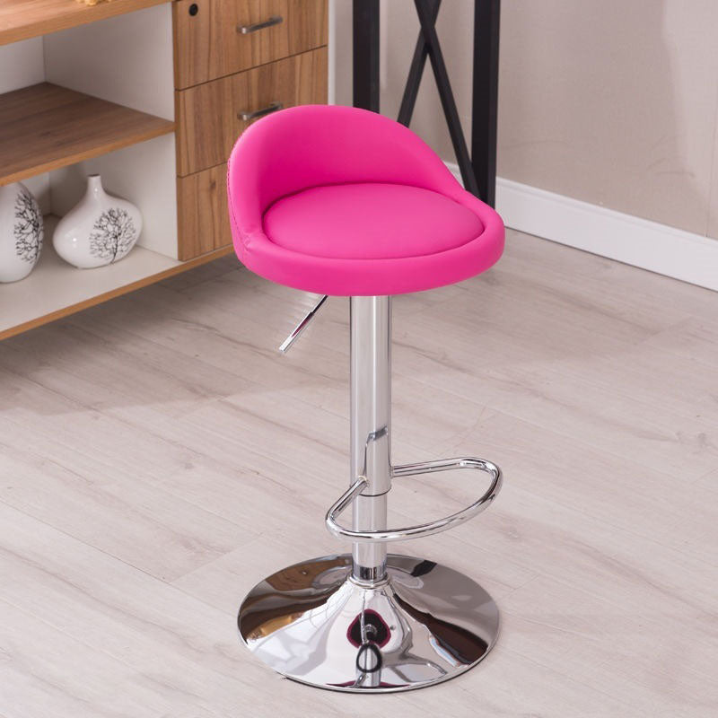 Modern Metal Barstool Faux Leather Upholstered Counter Stool in Matte Finish for Indoor