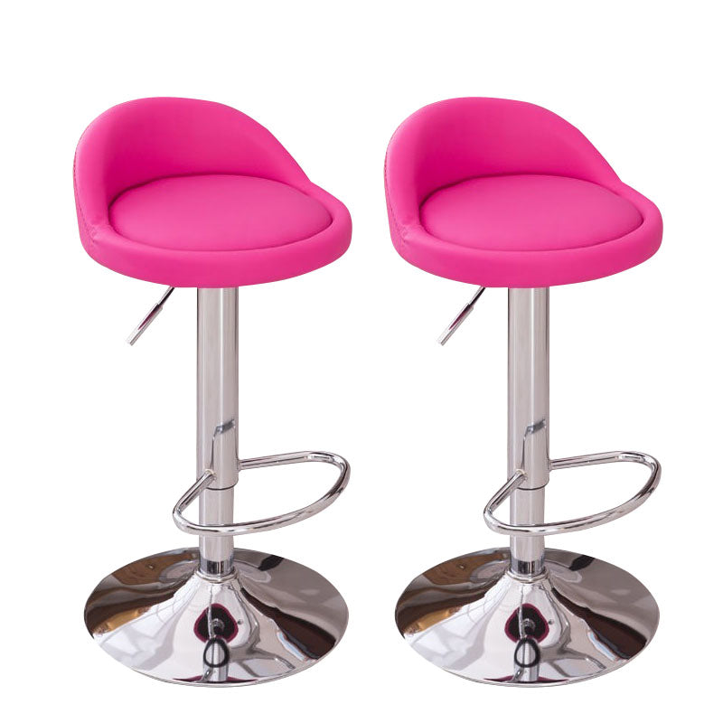 Modern Metal Barstool Faux Leather Upholstered Counter Stool in Matte Finish for Indoor