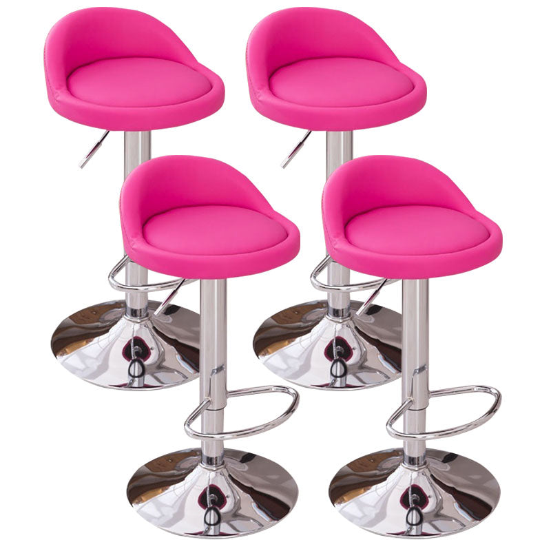 Modern Metal Barstool Faux Leather Upholstered Counter Stool in Matte Finish for Indoor