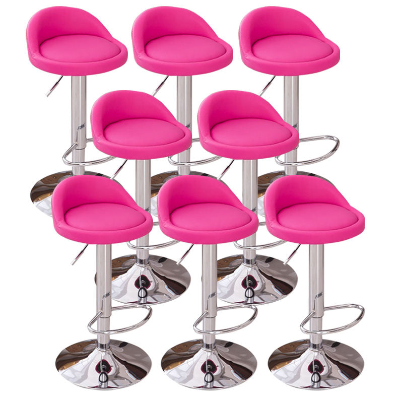 Modern Metal Barstool Faux Leather Upholstered Counter Stool in Matte Finish for Indoor