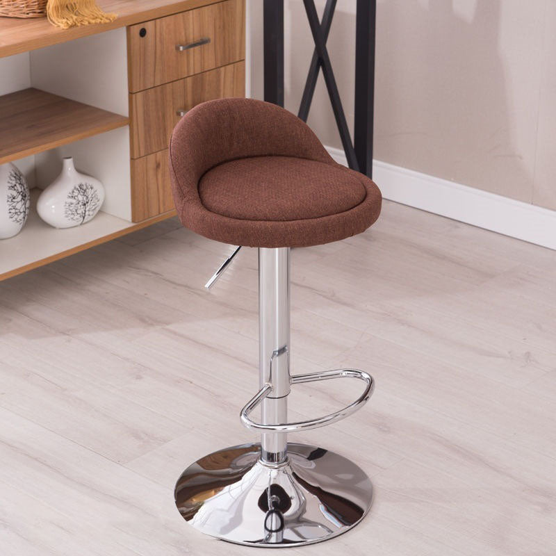 Modern Metal Barstool Faux Leather Upholstered Counter Stool in Matte Finish for Indoor