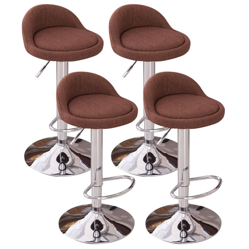 Modern Metal Barstool Faux Leather Upholstered Counter Stool in Matte Finish for Indoor