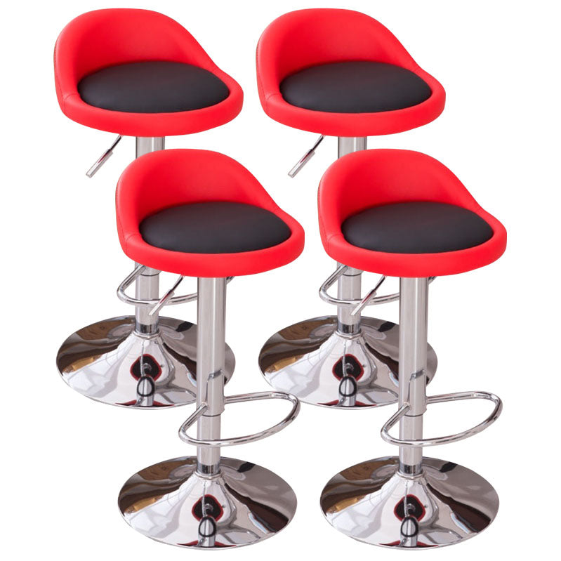 Modern Metal Barstool Faux Leather Upholstered Counter Stool in Matte Finish for Indoor