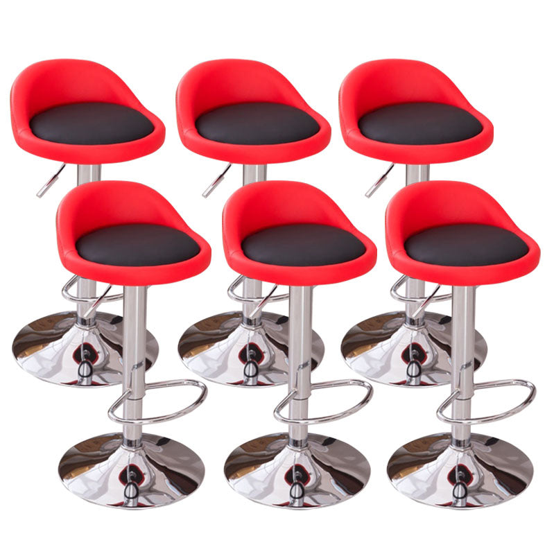 Modern Metal Barstool Faux Leather Upholstered Counter Stool in Matte Finish for Indoor